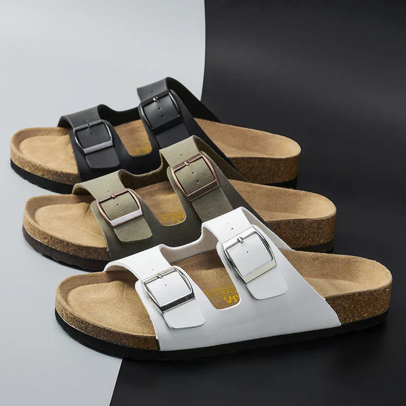Sandalias de cuero para hombre con correas ajustables y plantilla ergonómica para mayor comodidad