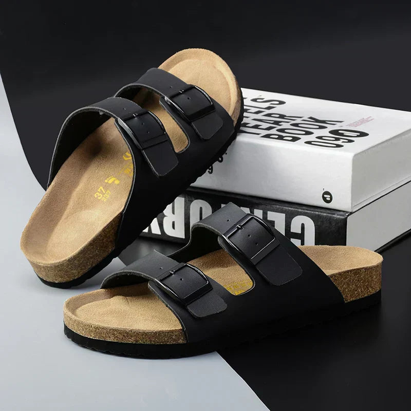 Sandalias de cuero para hombre con correas ajustables y plantilla ergonómica para mayor comodidad