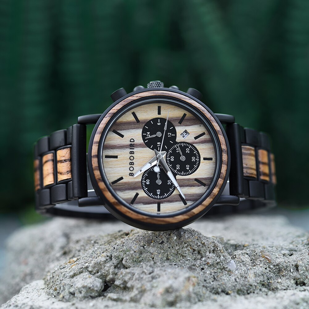 TimberLuxe Houten Horloge 3ATM Met Inclusief Cadeauverpakking Waterbestendig Voor Heren
