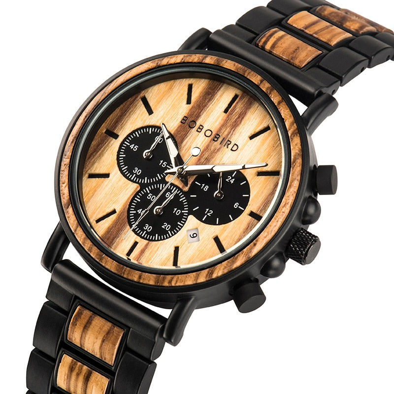 TimberLuxe Houten Horloge 3ATM Met Inclusief Cadeauverpakking Waterbestendig Voor Heren