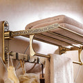 Aluminum Foldable Towel Rack With Hooks And Double Shelf