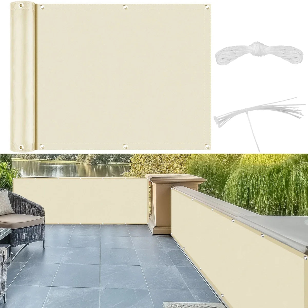 Hochwertiger Balkon-Sichtschutz aus Polyester – UV- und Wasserschutz, 90 x 600 cm 8