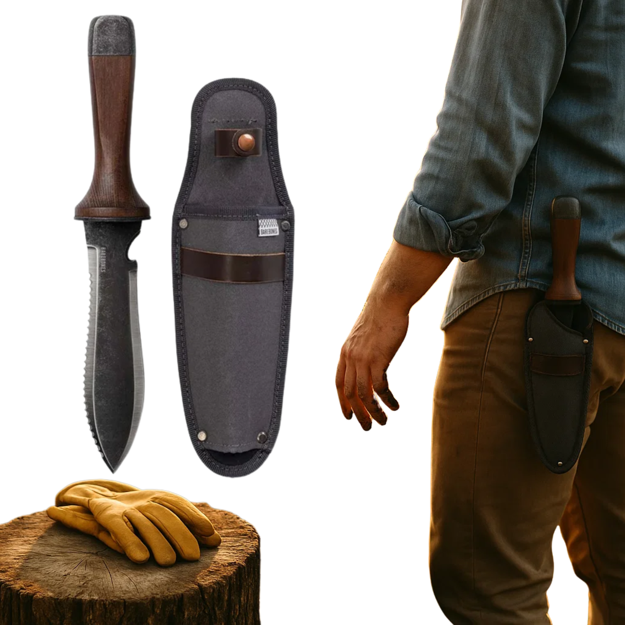 Cuțit de grădină Hori Hori cu lamă rezistentă la rugină pentru curte