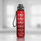 Borraccia Sportiva HydrsalHero con Indicatori di Tempo e Cannuccia 1 Litro Idratazione
