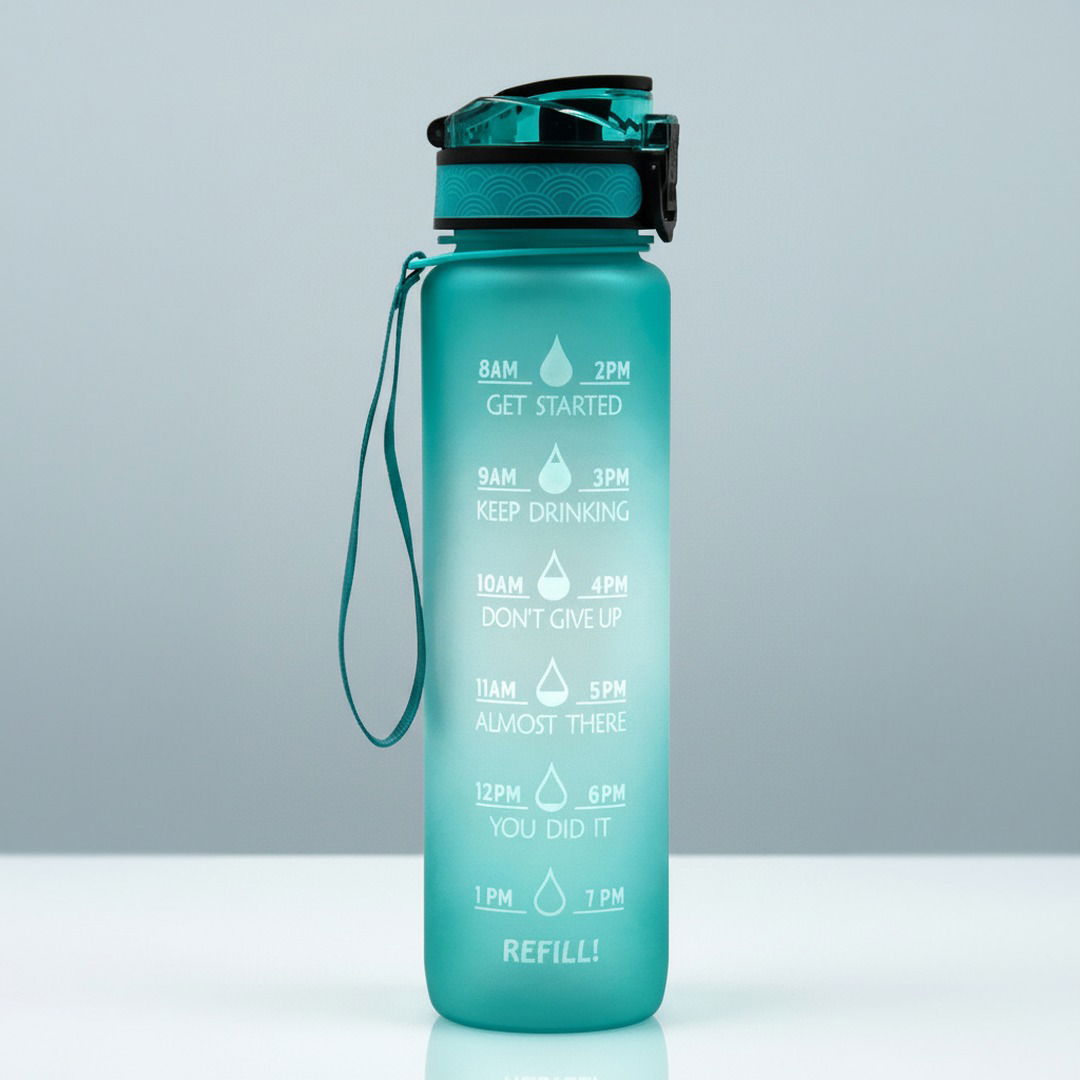 Borraccia Sportiva HydrsalHero con Indicatori di Tempo e Cannuccia 1 Litro Idratazione