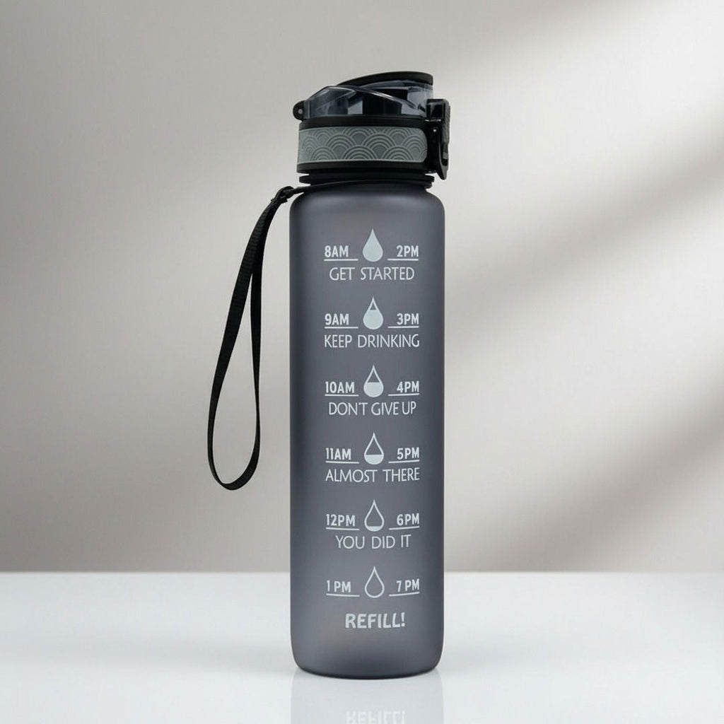 Borraccia Sportiva HydrsalHero con Indicatori di Tempo e Cannuccia 1 Litro Idratazione