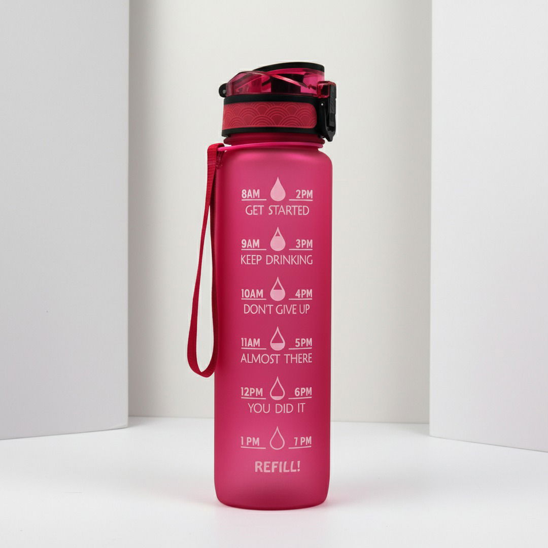 Borraccia Sportiva HydrsalHero con Indicatori di Tempo e Cannuccia 1 Litro Idratazione