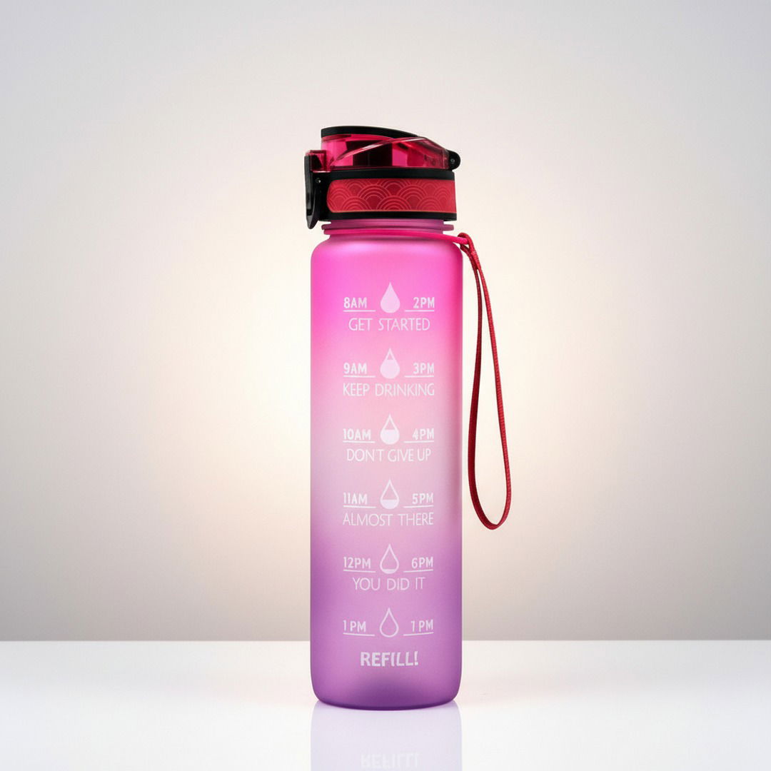 Borraccia Sportiva HydrsalHero con Indicatori di Tempo e Cannuccia 1 Litro Idratazione