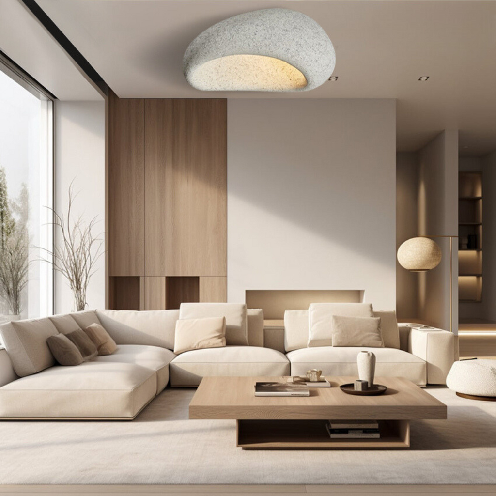 Deckenlampe von Wabi Sabi sorgt für sanftes Umgebungslicht in modernen Wohnungen