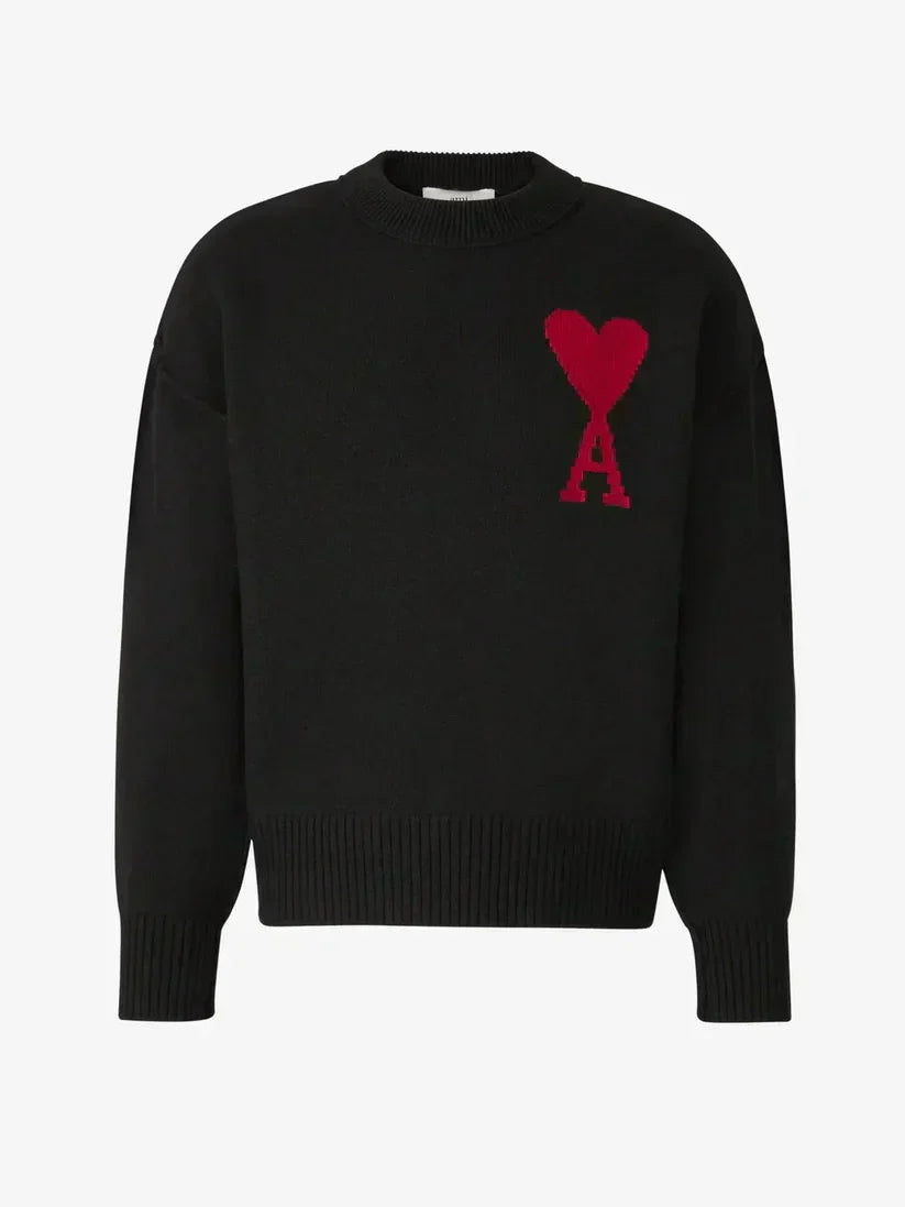 Pulover unisex Amitalie 100% lână cu inimă iconică
