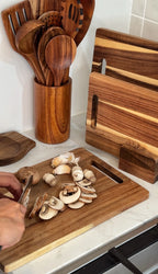 Natural Teak 9-Piece Kitchen Utensil Set For Cooking | petprovac