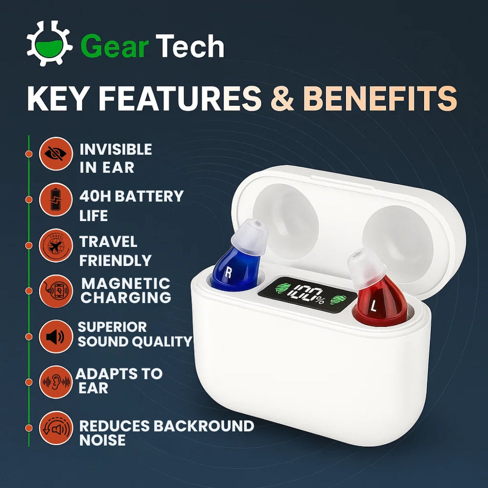 AuroraOne インイヤー充電式補聴器 クリアサウンド付き