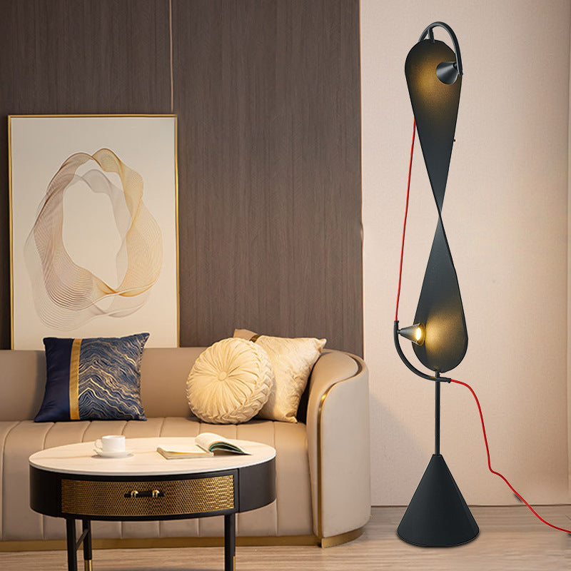 Modern Artistic Floor Lamp In Black Sculptural Form