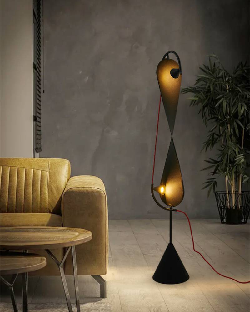 Modern Artistic Floor Lamp In Black Sculptural Form