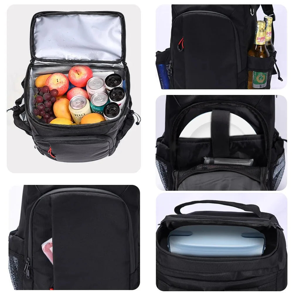 Durable cooler backpack with bottle opener for trips and camping