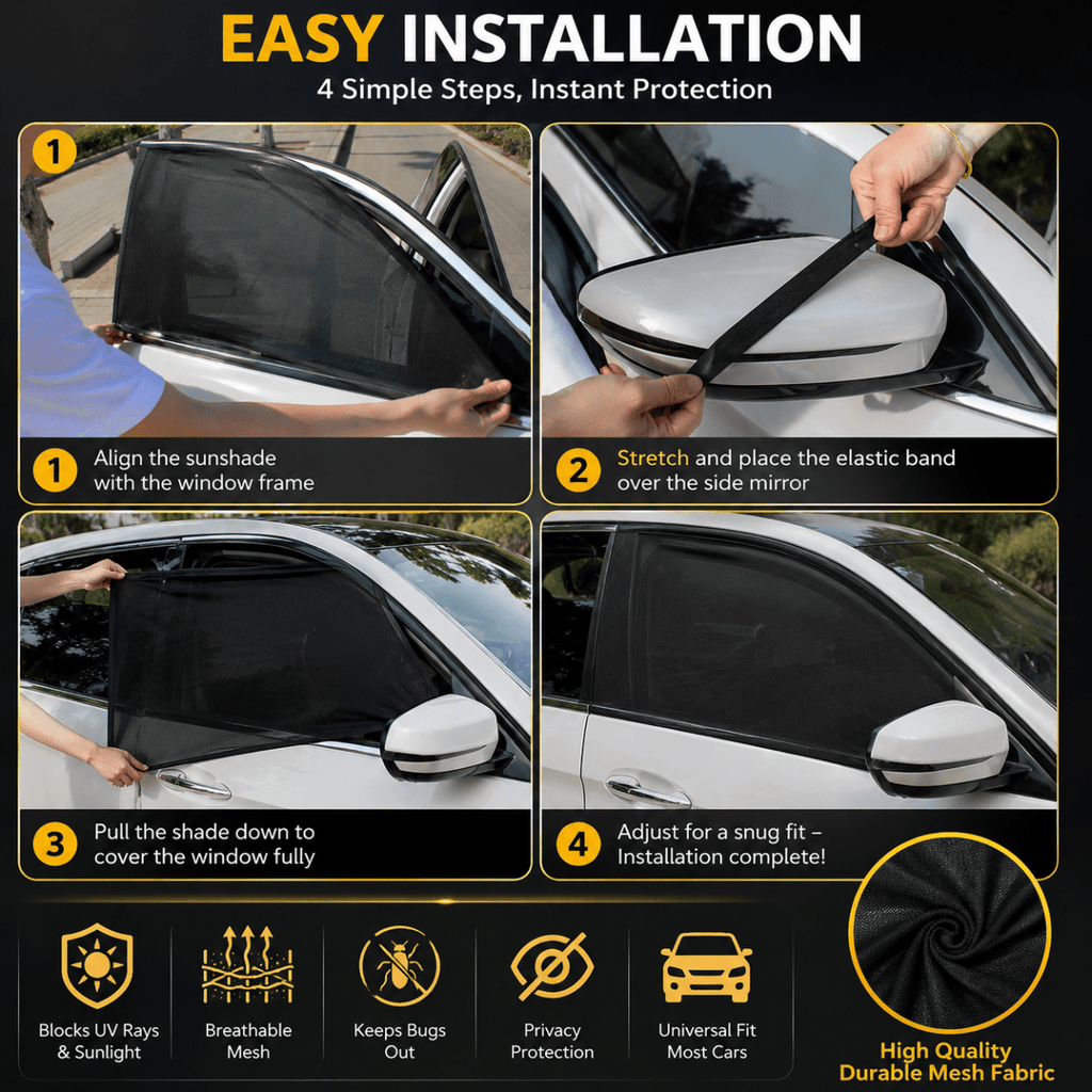 Protective net for vehicle windows with clear outside view