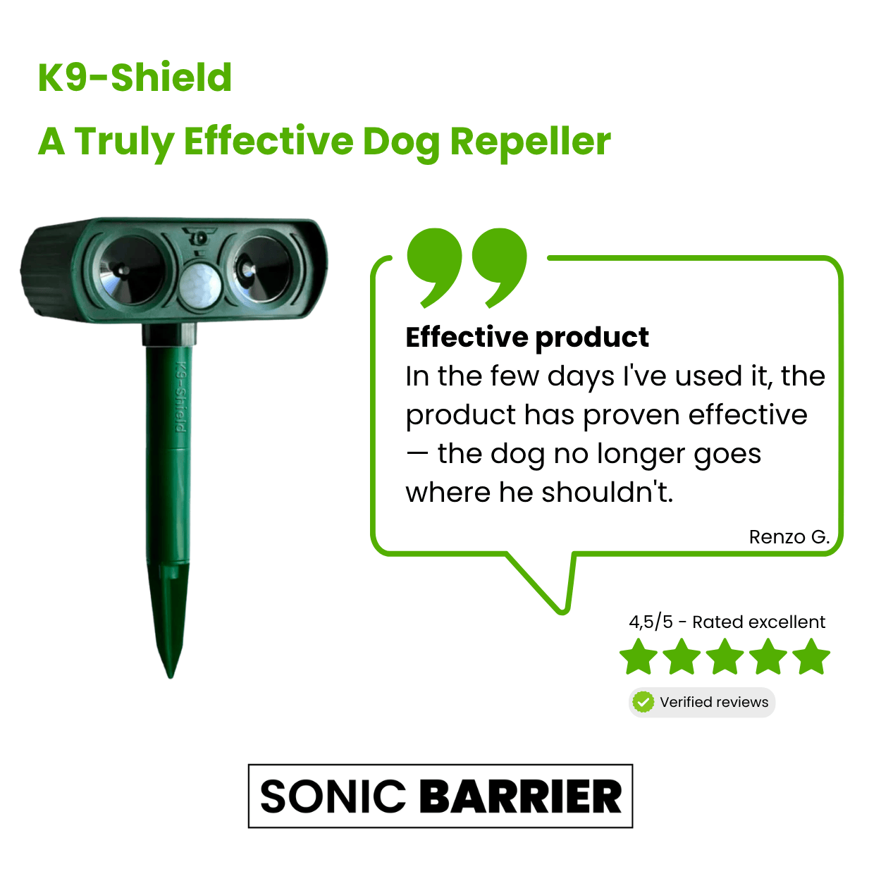 Solar Motion-Activated Dog Deterrent for Yards, Driveways & Outdoor Spaces