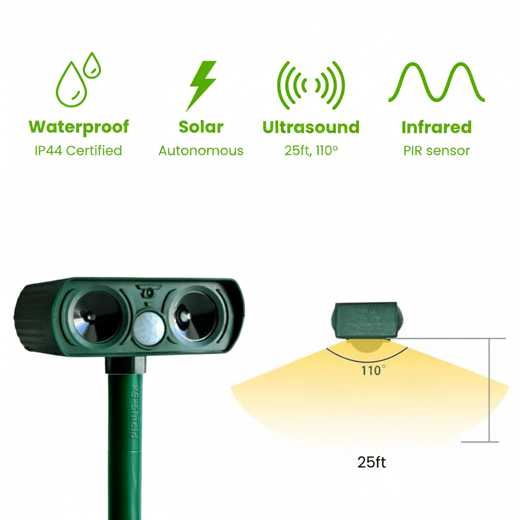 Solar Motion-Activated Dog Deterrent for Yards, Driveways & Outdoor Spaces