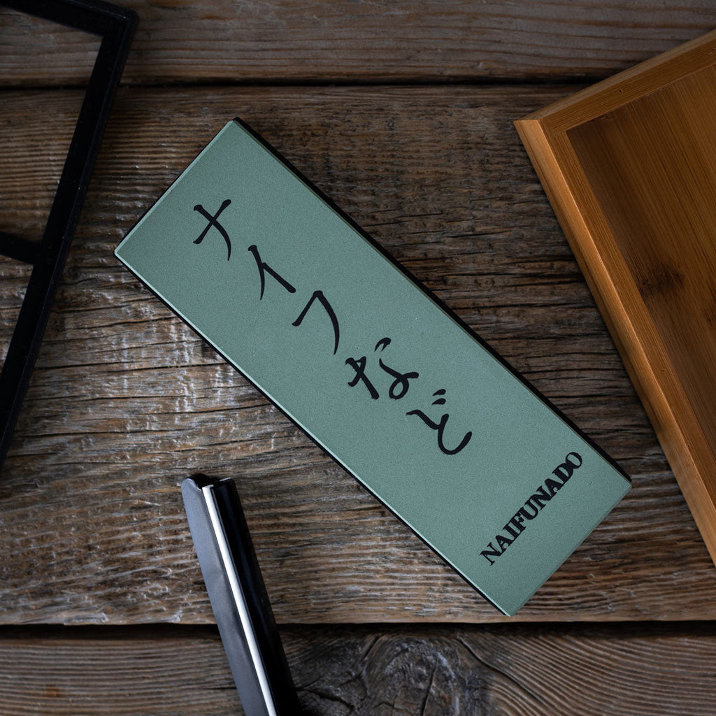 Pedra de Afiar de Cozinha Dupla Face 1000/6000 Grão Base de Bambu