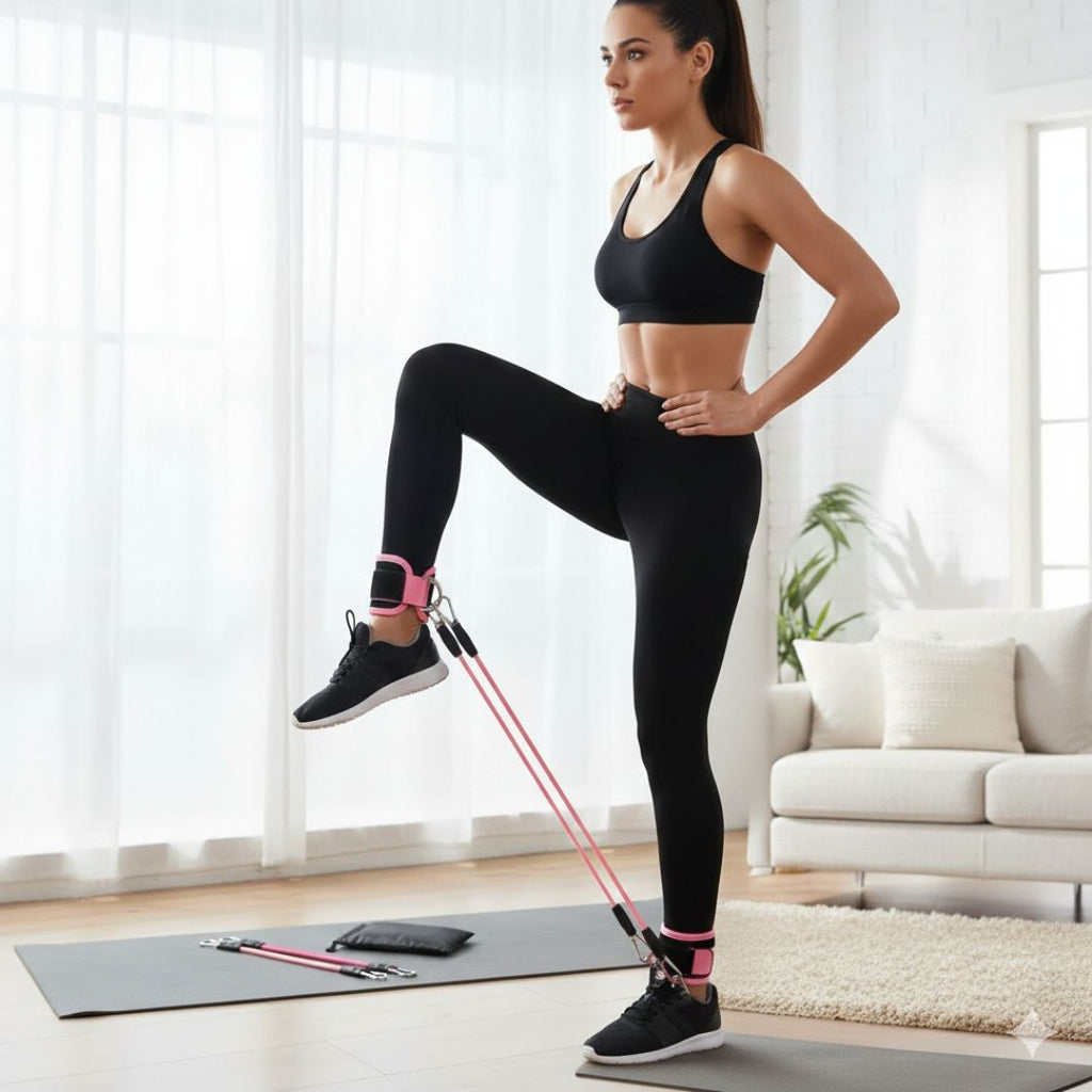 Ankle Strap Booty Trainer With Adjustable Resistance Bands For Glutes And Legs