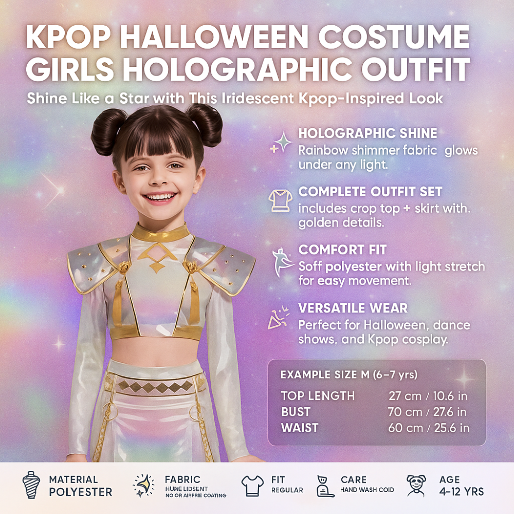 Kpop Halloween Costume Girls Holographic Outfit