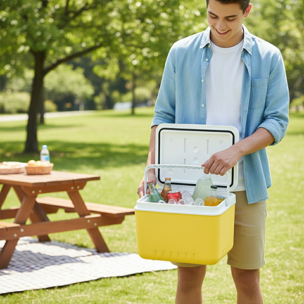 Nevera compacta de 6L para camping con aislamiento multicapa para mantener la frescura durante 24 horas