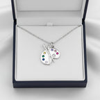 Artistic Gemstone Palette Necklace in Gold and Silver