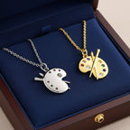 Artistic Gemstone Palette Necklace in Gold and Silver