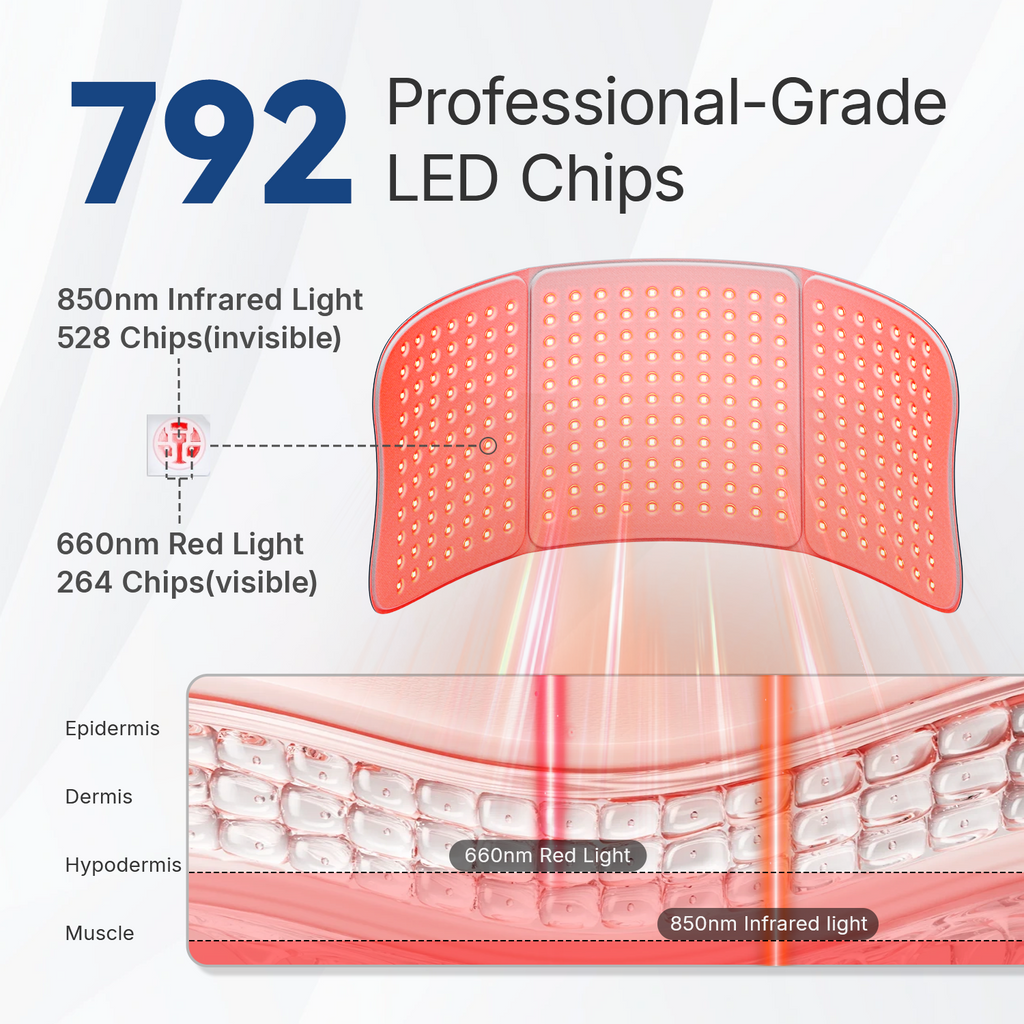 Almofada Grande de Terapia com Luz Vermelha – 792 LEDs, 36W para Alívio Total das Costas e Cintura