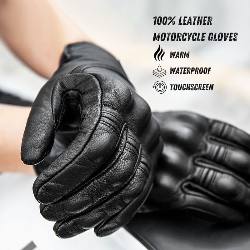 Guantes de cuero para motocicleta VeloGuard, compatibles con pantalla táctil, cálidos y duraderos | Petprovac