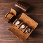 Leather Travel Watch Case for 1–3 Watches