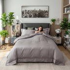 Aster Grå Blødt Dynebetræk Sæt Med Elegant Moderne Sengetøjsdesign