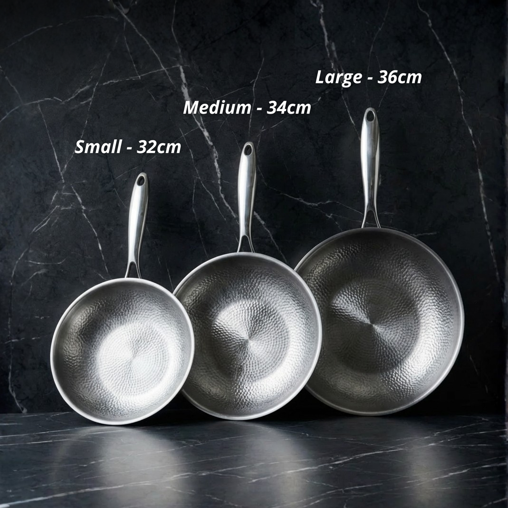 Pure titanium koekenpan, 32 34 36 cm ongecoat professioneel kookgerei