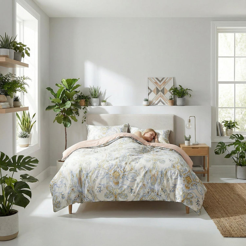 Aurora Bomuld Dynebetræk Sæt Med Livligt Fuglemotiv