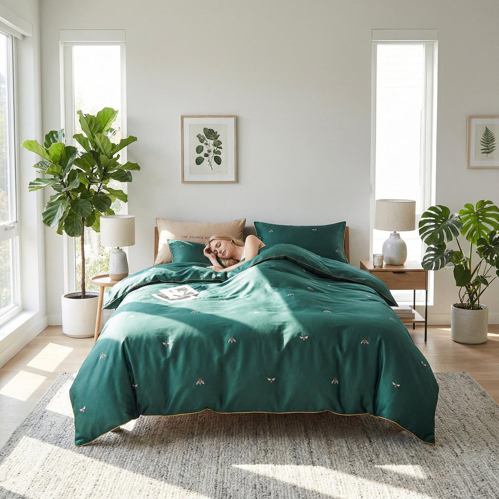 Aurora Bomuld Dynebetræk Sæt Med Livligt Fuglemotiv