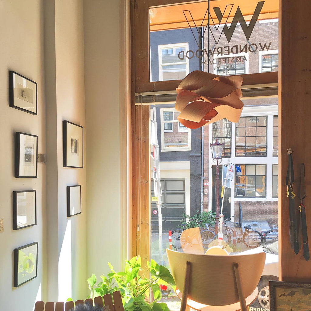 LumaOak håndlaget trestruktur hengelampe for stue