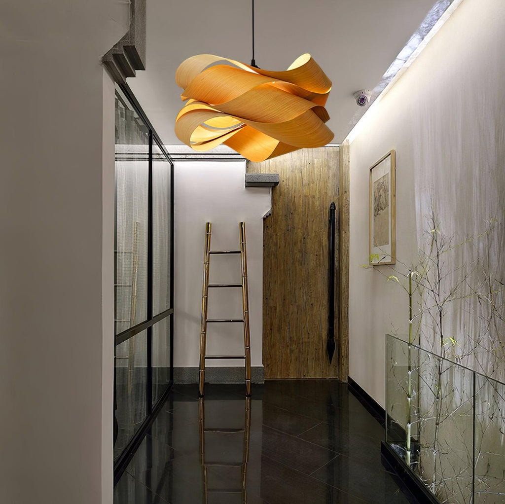 LumaOak håndlaget trestruktur hengelampe for stue