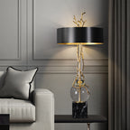 Elegáns márvány talpú asztali lámpa fekete búrával – Modern tervezői világítás