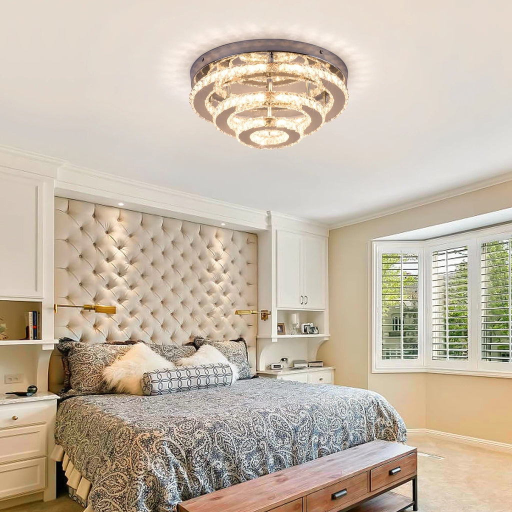 Glänzender Kristallrunder Kronleuchter, Elegantes Modernes Funkeln