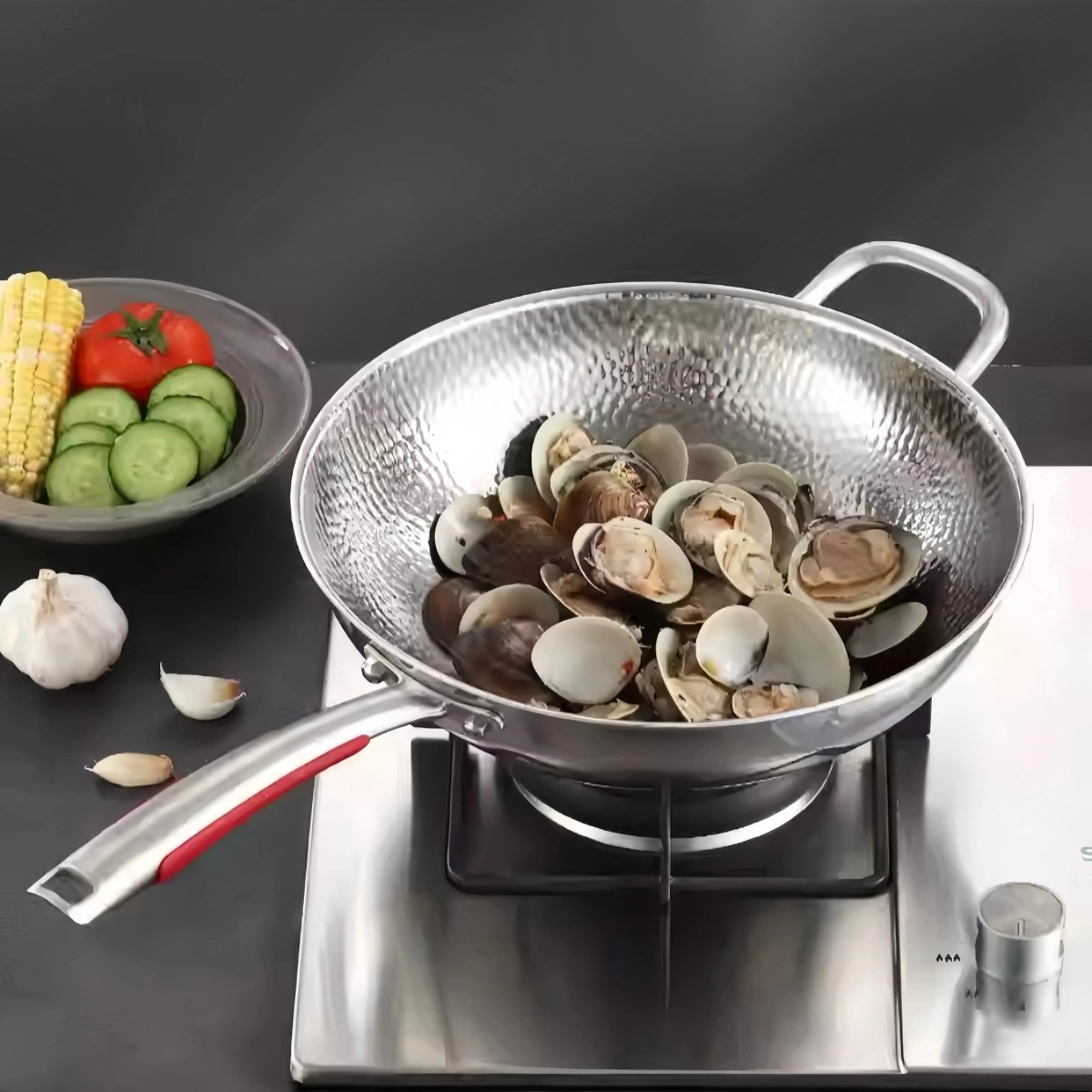 Wok Panvion con Base Redonda para Cocina por Inducción para Salteados Fáciles