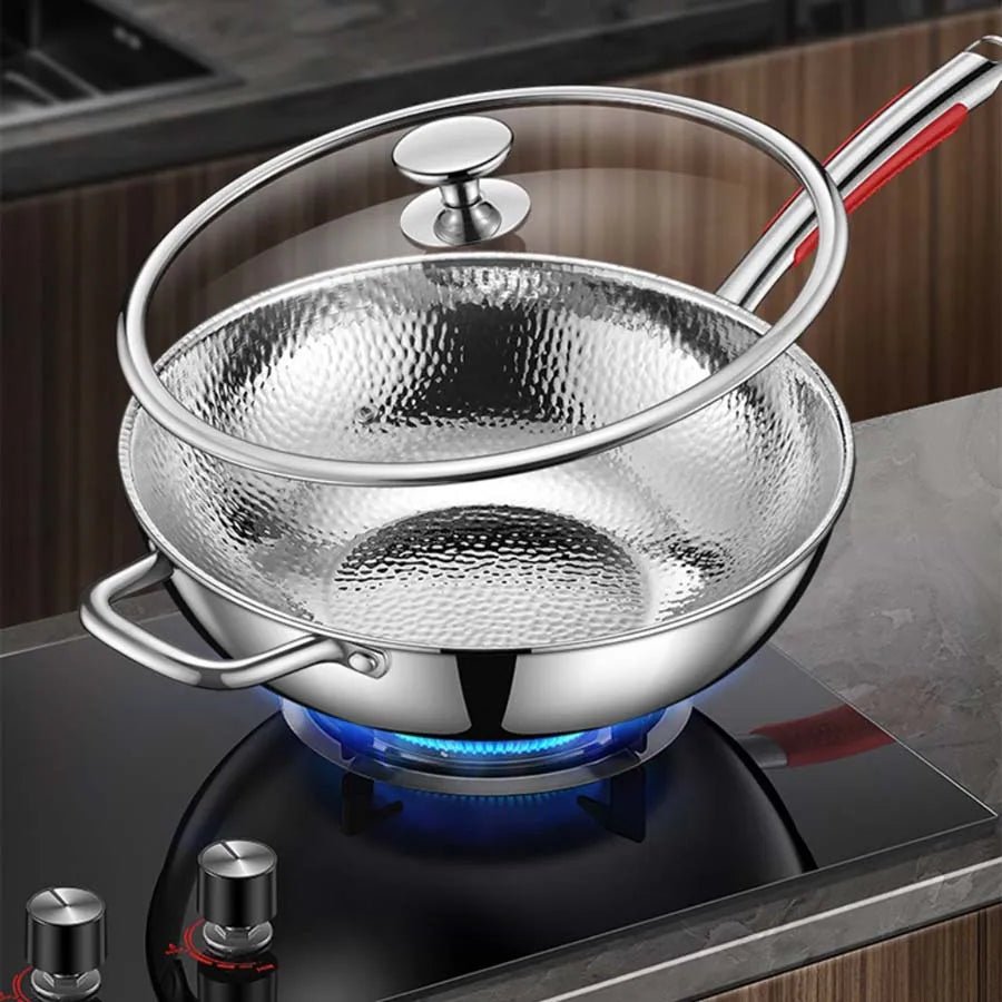 Wok Panvion con Base Redonda para Cocina por Inducción para Salteados Fáciles