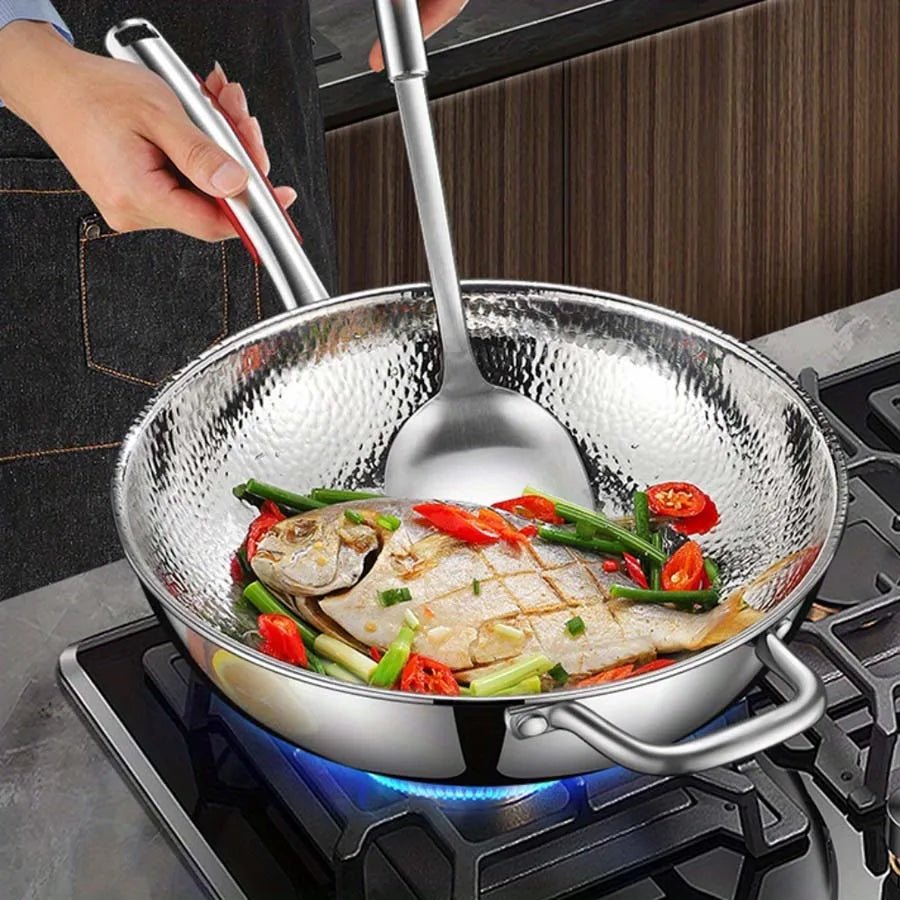 Wok Panvion con Base Redonda para Cocina por Inducción para Salteados Fáciles