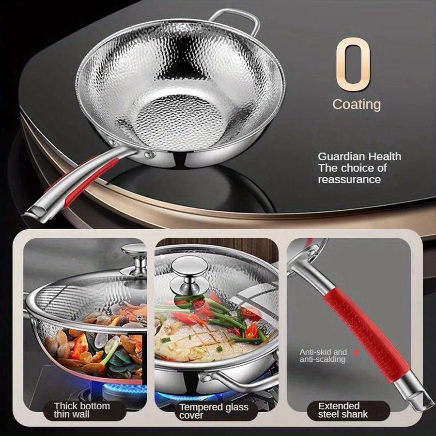 Wok Panvion con Base Redonda para Cocina por Inducción para Salteados Fáciles