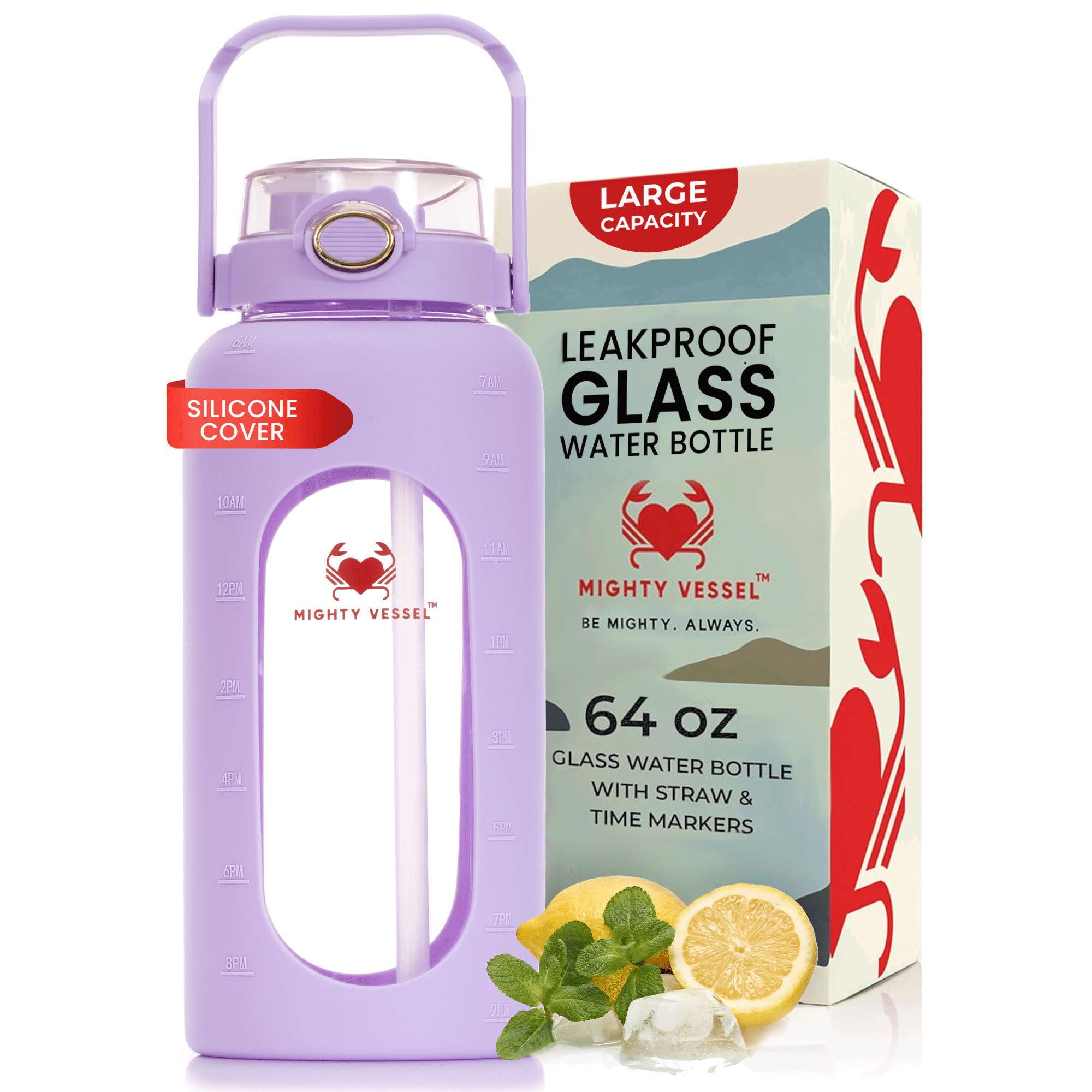 64 Oz Impact-Resistant Glass Water Bottle | Petprovac