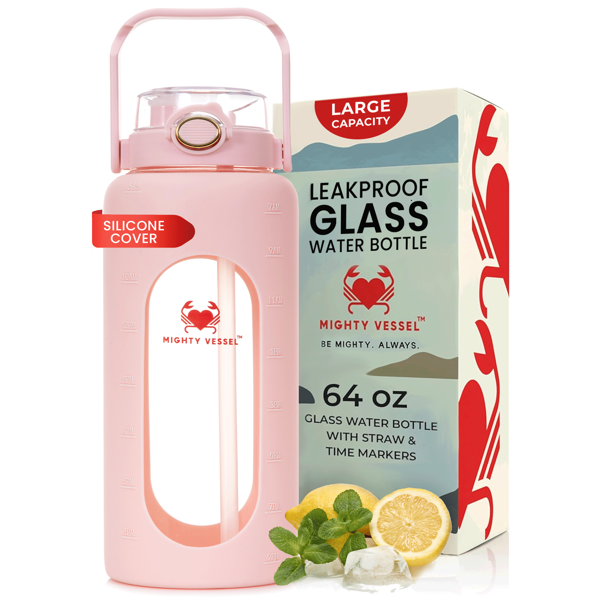 64 Oz Impact-Resistant Glass Water Bottle | Petprovac