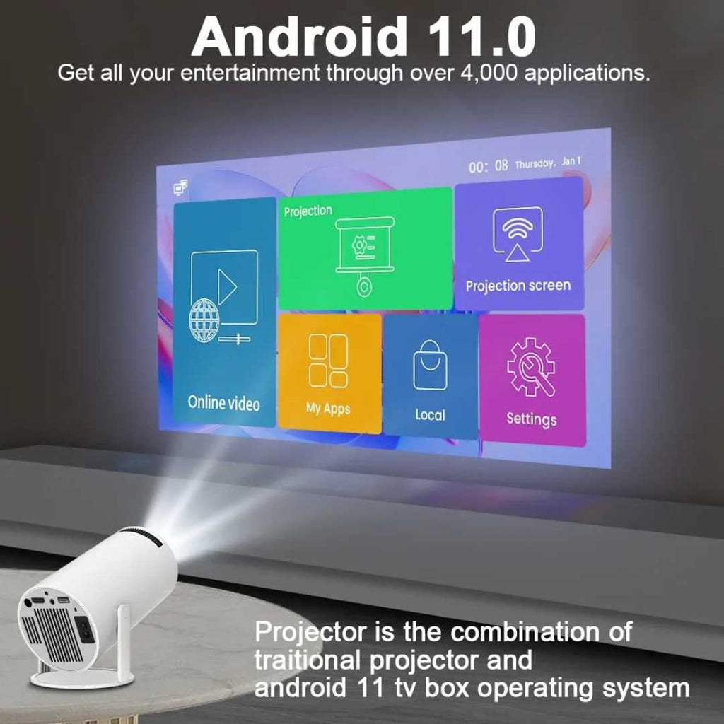 NovaLux Projektor Android 11 Dengan WiFi 6 8000 Lumen 720p HD Teater Rumah