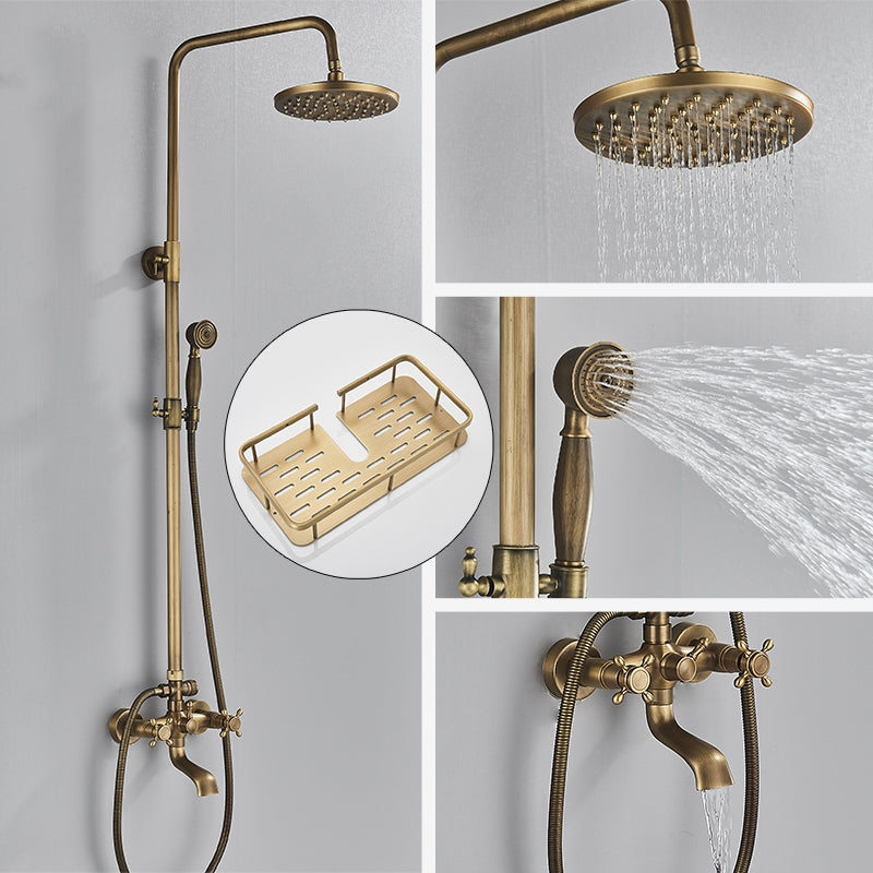 Vintage Copper Shower Kit with Brass Tap and Functional Showerheads | Petprovac