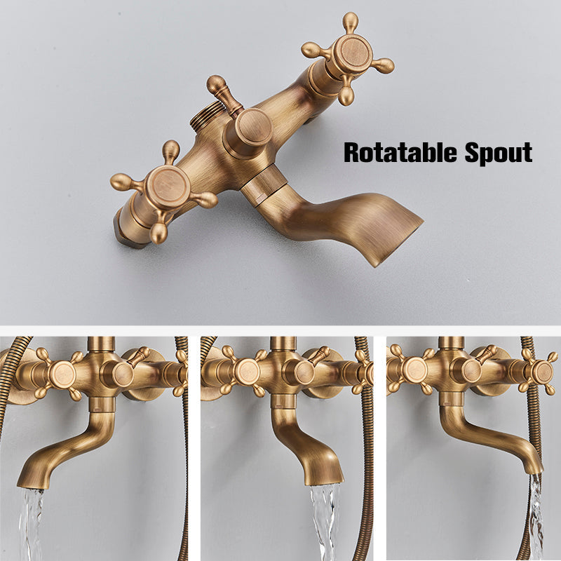 Vintage Copper Shower Kit with Brass Tap and Functional Showerheads | Petprovac