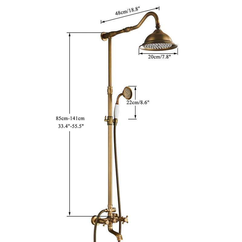 Marlen Classic Antique Brass In-Wall Shower System for Bathroom and Outdoor Use | Petprovac