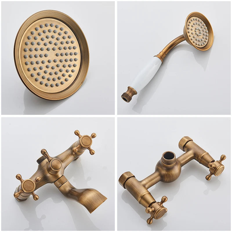 Marlen Classic Antique Brass In-Wall Shower System for Bathroom and Outdoor Use | Petprovac